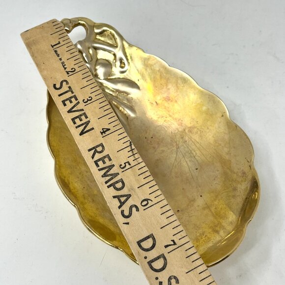 Brass Floral Repoussé Trinket Dish Candy Catch-All - Picture 7 of 7